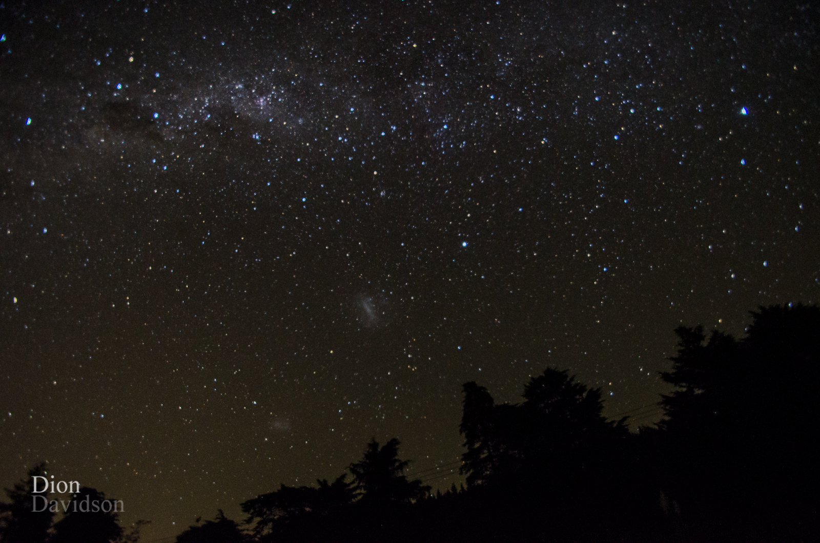 night sky near Whangamata Beach, New Zealand. Large and Small Magellenic clouds visible naked eye