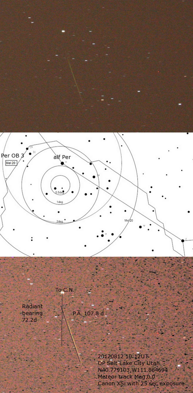 Perseid Meteor Track 20120812 10:11UT